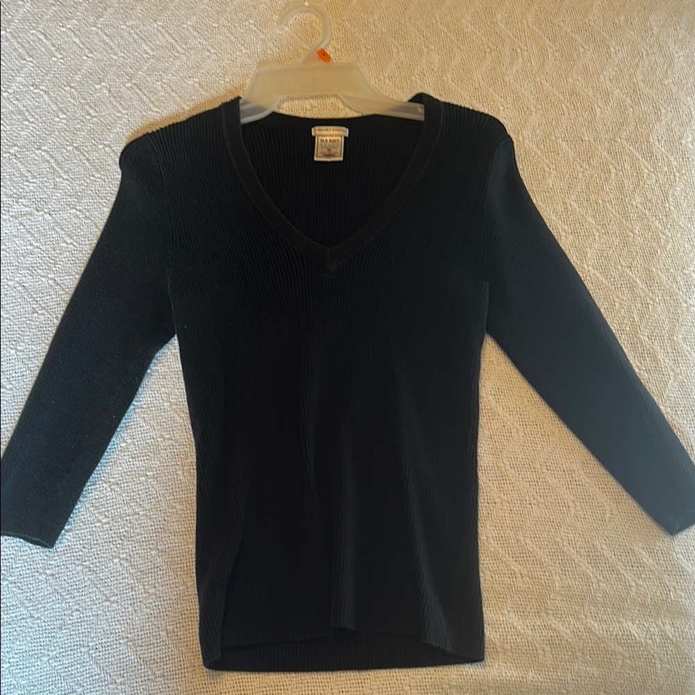 Old Navy Black V-Neck Sweater Classic Style